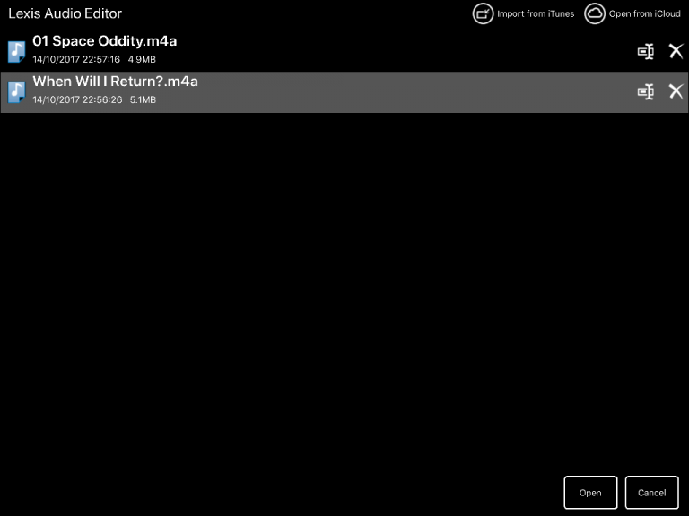 Append or insert an other audio file iOS Lexis Audio Editor