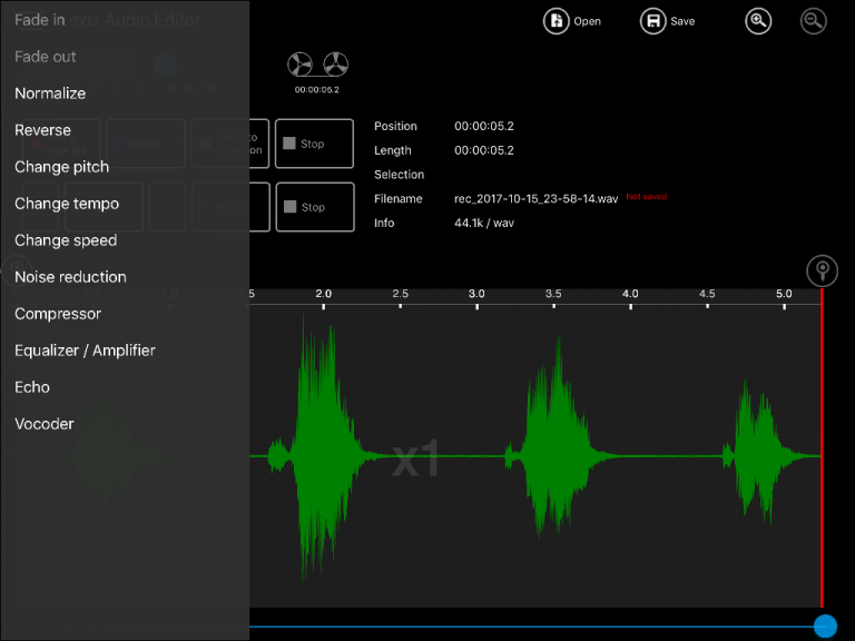 Noise reduction iOS Lexis Audio Editor
